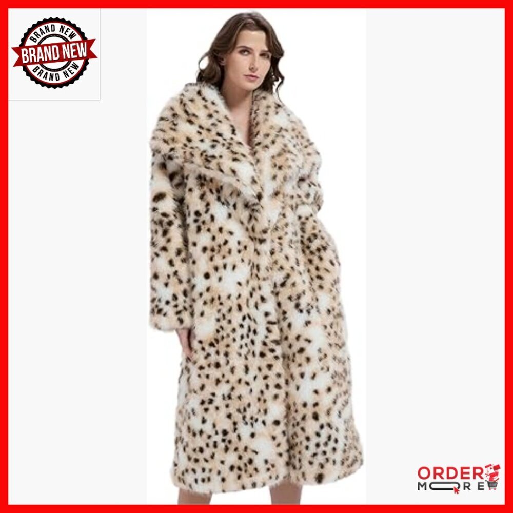 Faux Fur Maxi Coat Shawl Collar Long Sleeve Winter Outerwear